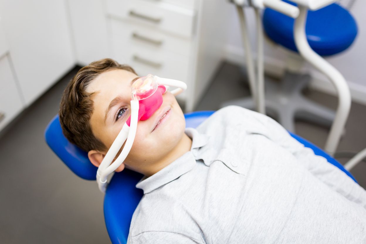 A boy getting nitrous oxide sedation